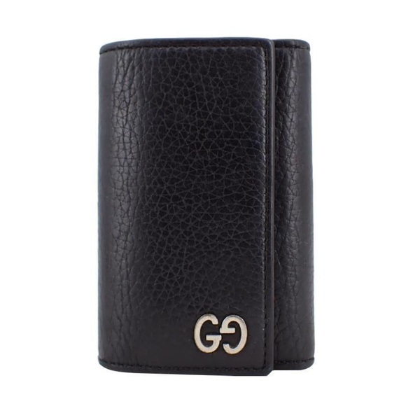 GUCCI INTERLOCKING DORIAN PEBBLED LEATHER 6 KEY HOLDER CASE - Picture 1 of 13